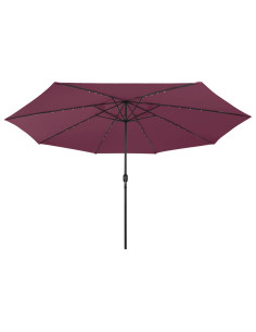 Ombrellone da Giardino con Luci LED 400 cm Rosso Bordò 2