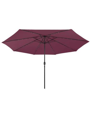 Ombrellone da Giardino con Luci LED 400 cm Rosso Bordò