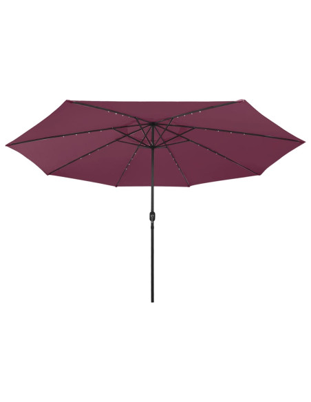 Ombrellone da Esterni con LED e Palo Metallo 300 cm Rosso Bordò
