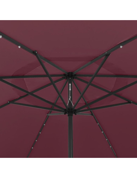 Ombrellone da Esterni con LED e Palo Metallo 300 cm Rosso Bordò