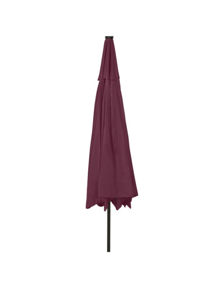 Ombrellone da Esterni con LED e Palo Metallo 300 cm Rosso Bordò