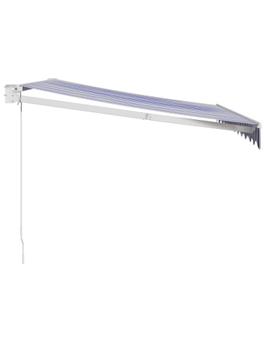 Tenda Sole Retrattile Blu e Bianca 3x2,5 m Tessuto e Alluminio