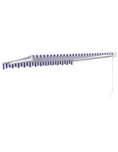 Tenda Sole Retrattile Blu e Bianca 3x2,5 m Tessuto e Alluminio