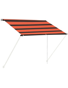 Tenda da Sole Retrattile con LED 100x150 cm Arancione e Marrone