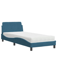 Letto con Materasso Blu 80x200 cm in Velluto 2