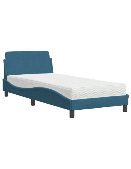 Letto con Materasso Blu 80x200 cm in Velluto