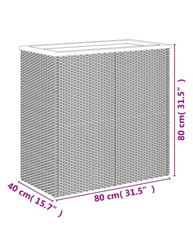 Fioriera Nera 80x40x80 cm in Polyrattan