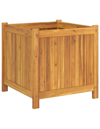 Fioriera Giardino con Rivestimento 50x50x50 cm Massello Acacia