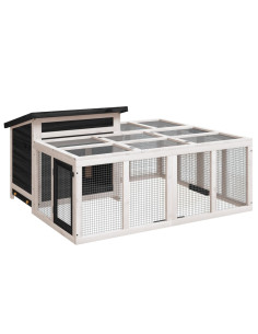 Conigliera Grigia 144x123x67,5 cm in Legno Massello di Pino