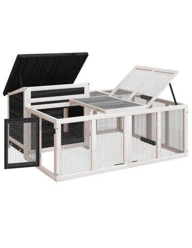 Conigliera Grigia 144x123x67,5 cm in Legno Massello di Pino