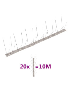 Set Dissuasori per Uccelli e Piccioni 20 pz Acciaio 4 File 10 m