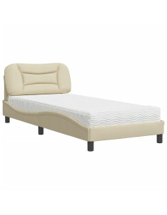 Letto con Materasso Crema 90x190 cm in Tessuto 2