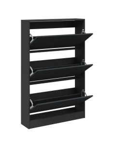 Scarpiera Nera 80x21x125,5 cm in Legno Multistrato
