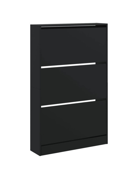 Scarpiera Nera 80x21x125,5 cm in Legno Multistrato