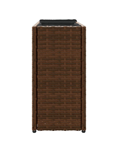 Fioriera con 2 Vasi Marrone 90x20x40 cm in Polyrattan