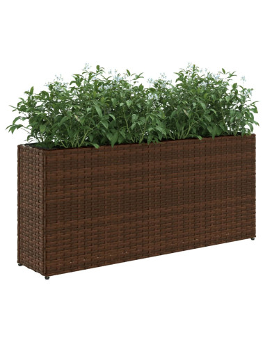 Fioriera con 2 Vasi Marrone 90x20x40 cm in Polyrattan