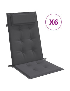 Cuscini per Sedia Schienale Alto 6 pz Antracite Tessuto Oxford
