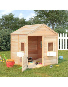 Casetta con Porta Chiudibile e Vasi Fiori Legno Massello Abete 2