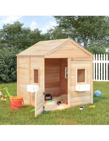 Casetta con Porta Chiudibile e Vasi Fiori Legno Massello Abete