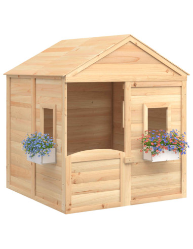 Casetta con Porta Chiudibile e Vasi Fiori Legno Massello Abete