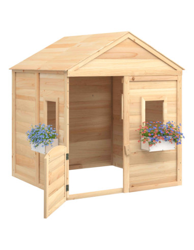 Casetta con Porta Chiudibile e Vasi Fiori Legno Massello Abete