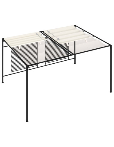 Gazebo con Tetto Retrattile 3x4x2,3 m Crema 180 g/m²