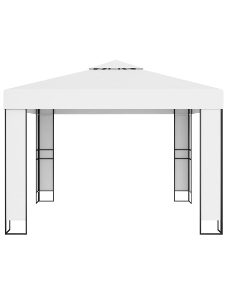 Gazebo con Tetto Doppio e Stringa di Luci LED 3x3 m Bianco
