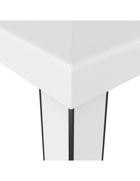 Gazebo con Tetto Doppio e Stringa di Luci LED 3x3 m Bianco