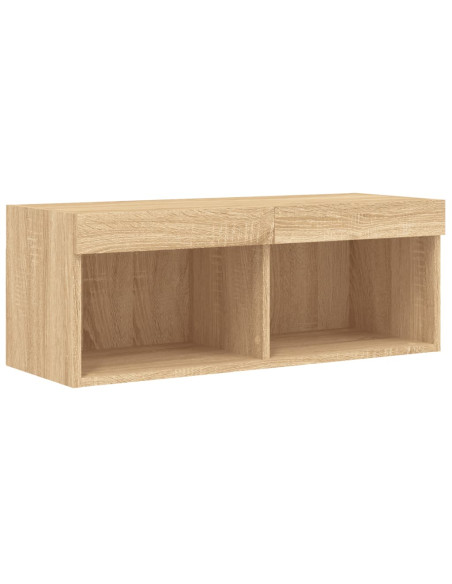 Set Mobili TV a Muro 8 pz con Luci LED Rovere Sonoma