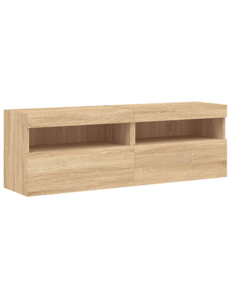 Set Mobili TV a Muro 8 pz con Luci LED Rovere Sonoma