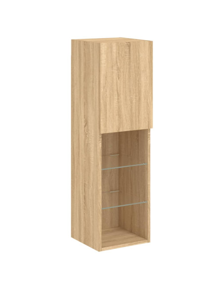 Set Mobili TV a Muro 8 pz con Luci LED Rovere Sonoma