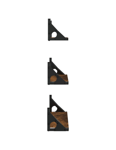 Set Mensole Parete 3pz Rovere Fumo in Legno Multistrato