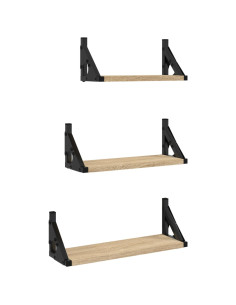 Set Mensole Parete 3pz Rovere Sonoma in Legno Multistrato