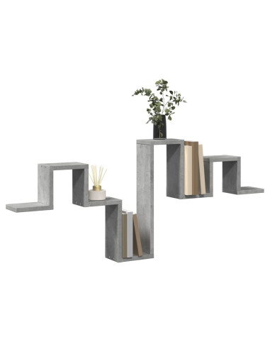 Scaffale a Muro Grigio Cemento 104,5x10x43 cm Legno Multistrato