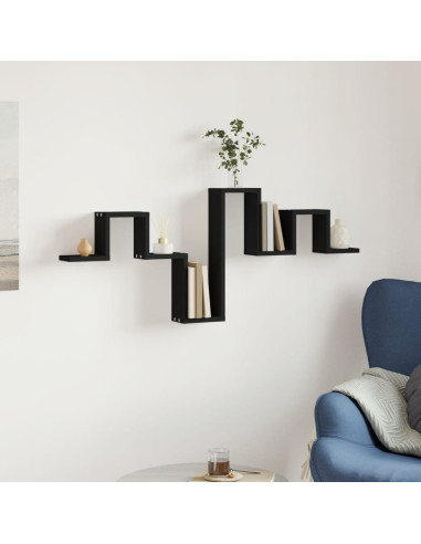 Scaffale a Parete Nero 104,5x10x43 cm in Legno Multistrato
