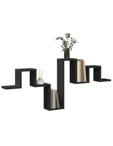 Scaffale a Parete Nero 104,5x10x43 cm in Legno Multistrato