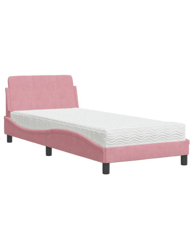 Letto con Materasso Rosa 80x200 cm in Velluto