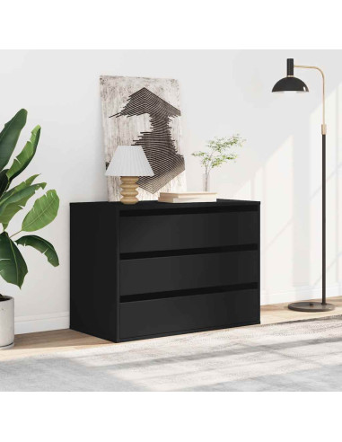 Cassettiera Angolare Nera 80x41x58 cm in Legno Multistrato