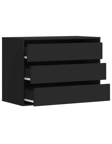 Cassettiera Angolare Nera 80x41x58 cm in Legno Multistrato