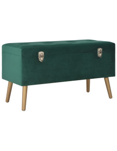 Panca con Vano Portaoggetti 80 cm Verde in Velluto