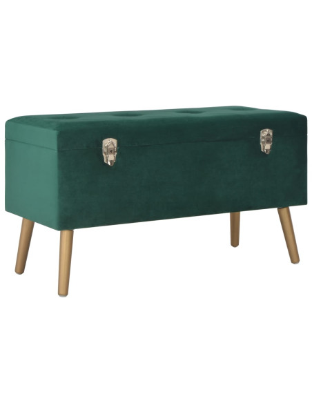 Panca con Vano Portaoggetti 80 cm Verde in Velluto