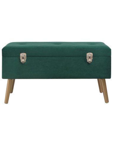 Panca con Vano Portaoggetti 80 cm Verde in Velluto