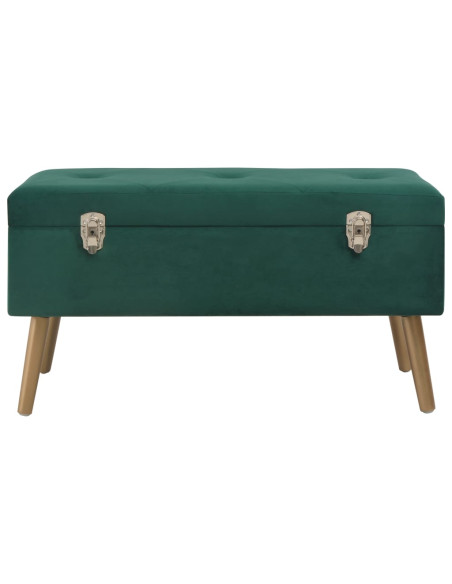 Panca con Vano Portaoggetti 80 cm Verde in Velluto