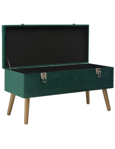 Panca con Vano Portaoggetti 80 cm Verde in Velluto