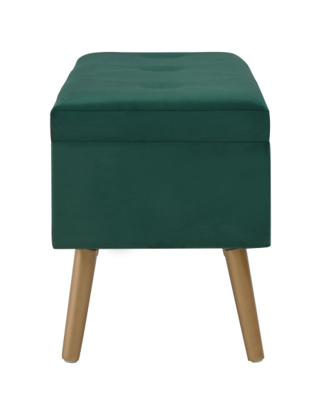 Panca con Vano Portaoggetti 80 cm Verde in Velluto