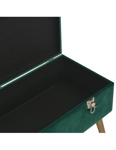 Panca con Vano Portaoggetti 80 cm Verde in Velluto