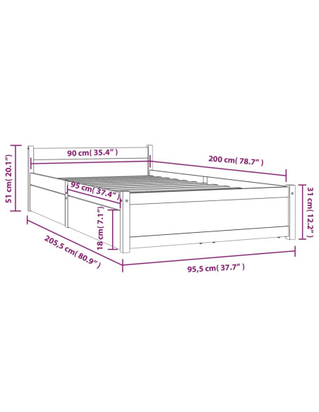 Giroletto con Cassetti 90x200 cm