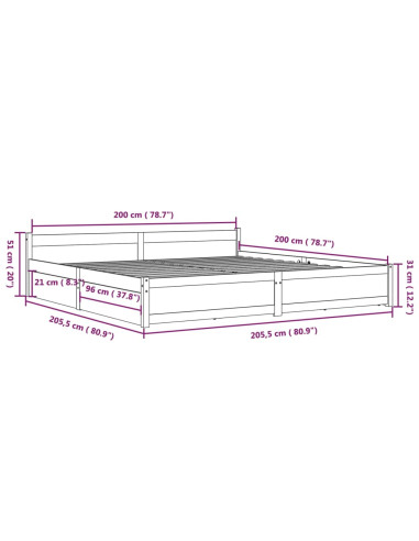 Giroletto con Cassetti 200x200 cm