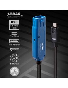 Lindy 43380 cavo USB USB 3.2 Gen 1 (3.1 Gen 1) 5 m USB C USB A Nero 2