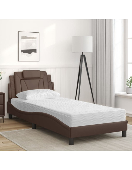 Letto con Materasso Marrone 80x200 cm in Similpelle